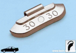 Свинцовые набивные балансировочные грузики для стальных (штампованных) легковых дисков по 60 г