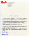 Сертификат авторизованного дистрибьютора Pasquin