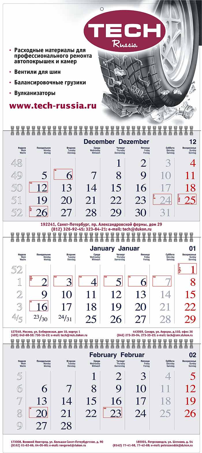 Календарь ТЕСН-РОССИЯ на 2008 год