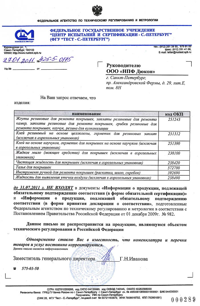 Письмо из Госстандарта России