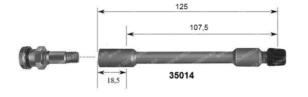 Пластиковый удлинитель вентиля для сдвоенных колес, длина 125 мм Пластиковый удлинитель вентиля для сдвоенных колес, длина 125 мм
