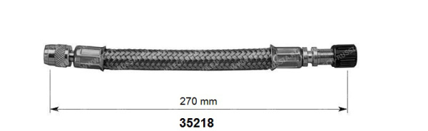 Резиновый удлинитель вентиля в металлической оплетке для сдвоенных колёс, длина 270 мм
