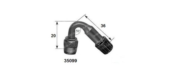 Металлический угловой удлинитель для грузовых вентилей, длина 20+36 мм, угол 50° Металлический угловой удлинитель для грузовых вентилей, длина 20+36 мм, угол 50°