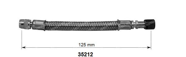 Резиновый удлинитель вентиля в металлической оплетке для сдвоенных колёс, длина 125 мм