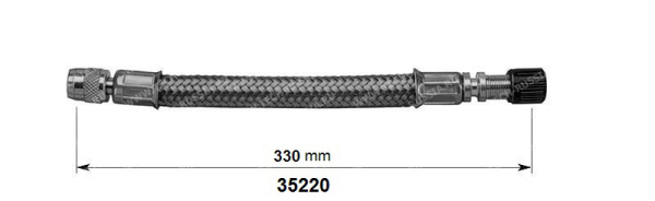 Резиновый удлинитель вентиля в металлической оплетке для сдвоенных колёс, длина 330 мм