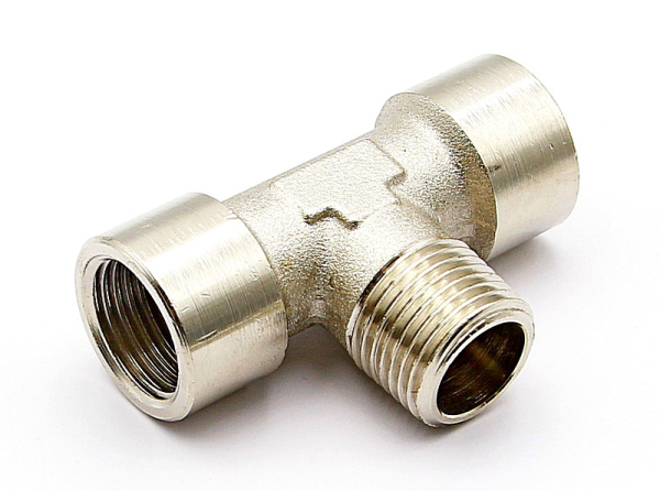 Ниппель резьбовой T-образный, 2 х внутренняя резьба 1/2 дюйма, наружная резьба 1/2 дюйма Ниппель резьбовой T-образный, 2 х внутренняя резьба 1/2 дюйма, наружная резьба 1/2 дюйма
