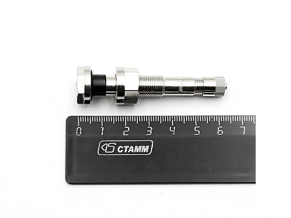 Металлический вентиль для б/к легкосплавных дисков грузовых автомобилей и автобусов, диаметр отверстия в диске 9.7 мм, длина 60 мм