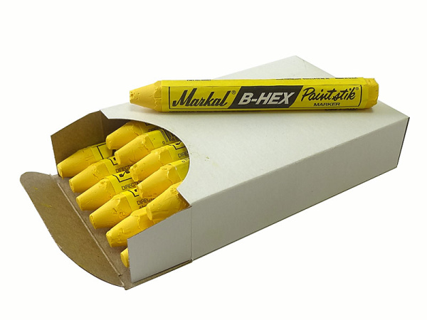 Маркировочный восковой мелок жёлтый B-Hex Paintstik