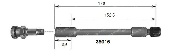Пластиковый удлинитель вентиля для сдвоенных колес, длина 170 мм Пластиковый удлинитель вентиля для сдвоенных колес, длина 170 мм