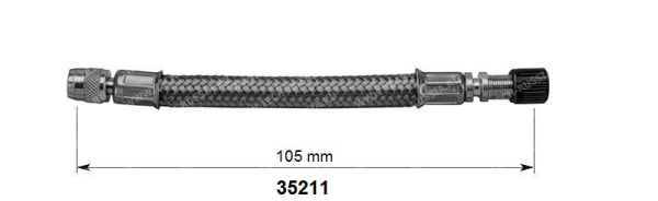 Резиновый удлинитель вентиля в металлической оплетке для сдвоенных колёс, длина 100 мм