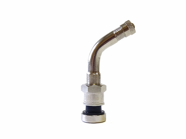 Металлический угловой вентиль для б/к легкосплавных дисков грузовых автомобилей и автобусов, диаметр отверстия в диске 9.7 мм, длина 64 мм, угол 60 градусов