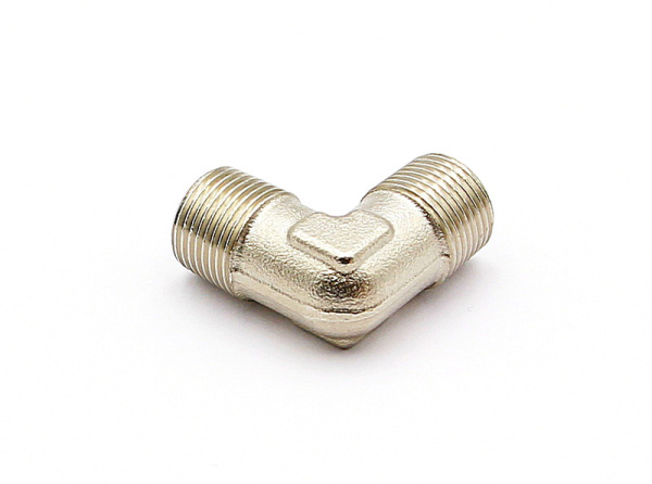 Ниппель резьбовой L-образный, 2 х наружная резьба 3/8 дюйма