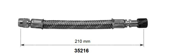 Резиновый удлинитель вентиля в металлической оплетке для сдвоенных колёс, длина 210 мм