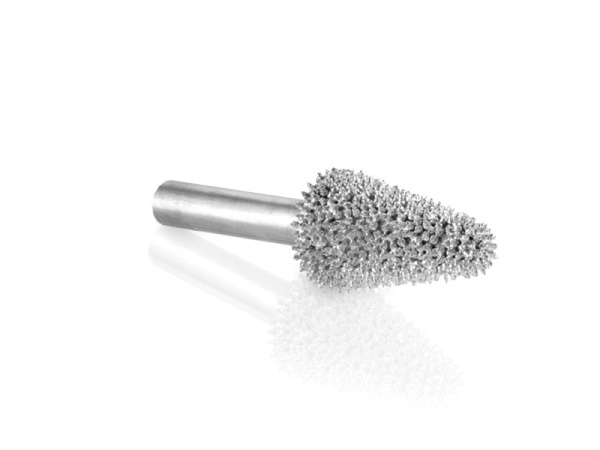 Абразивный крупнозернистый конус с валом, диаметр 15 мм, длина рабочей части 25 мм, зерно SSG 330