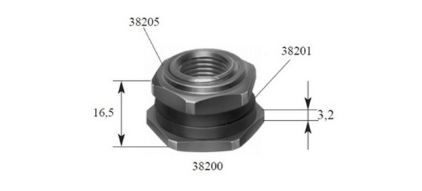 Гайка с резиновым кольцом для вертлюжных вентилей с диаметром 20.5 мм