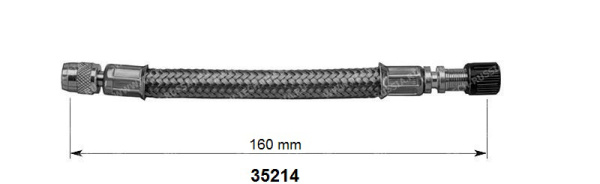 Резиновый удлинитель вентиля в металлической оплетке для сдвоенных колёс, длина 160 мм