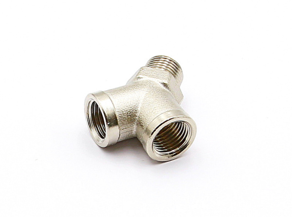 Ниппель резьбовой Y-образный, 2 х внутренняя резьба 1/4 дюйма, наружная резьба 1/4 дюйма