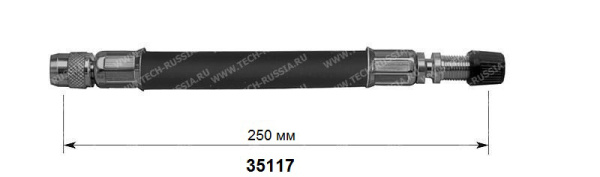 Резиновый армированный удлинитель вентиля для сдвоенных колес, длина 250 мм